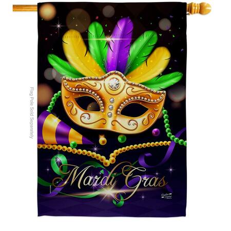 ANGELENO HERITAGE 28 x 40 in. Mardi Gras Party House Flag with Spring Double-Sided Vertical Flags  Banner Garden AN583584